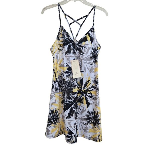 prAna Dresses & Skirts - prAna Womens L Sonja Dress Short Floral Print Strappy Athletic Beluga Burst NEW
